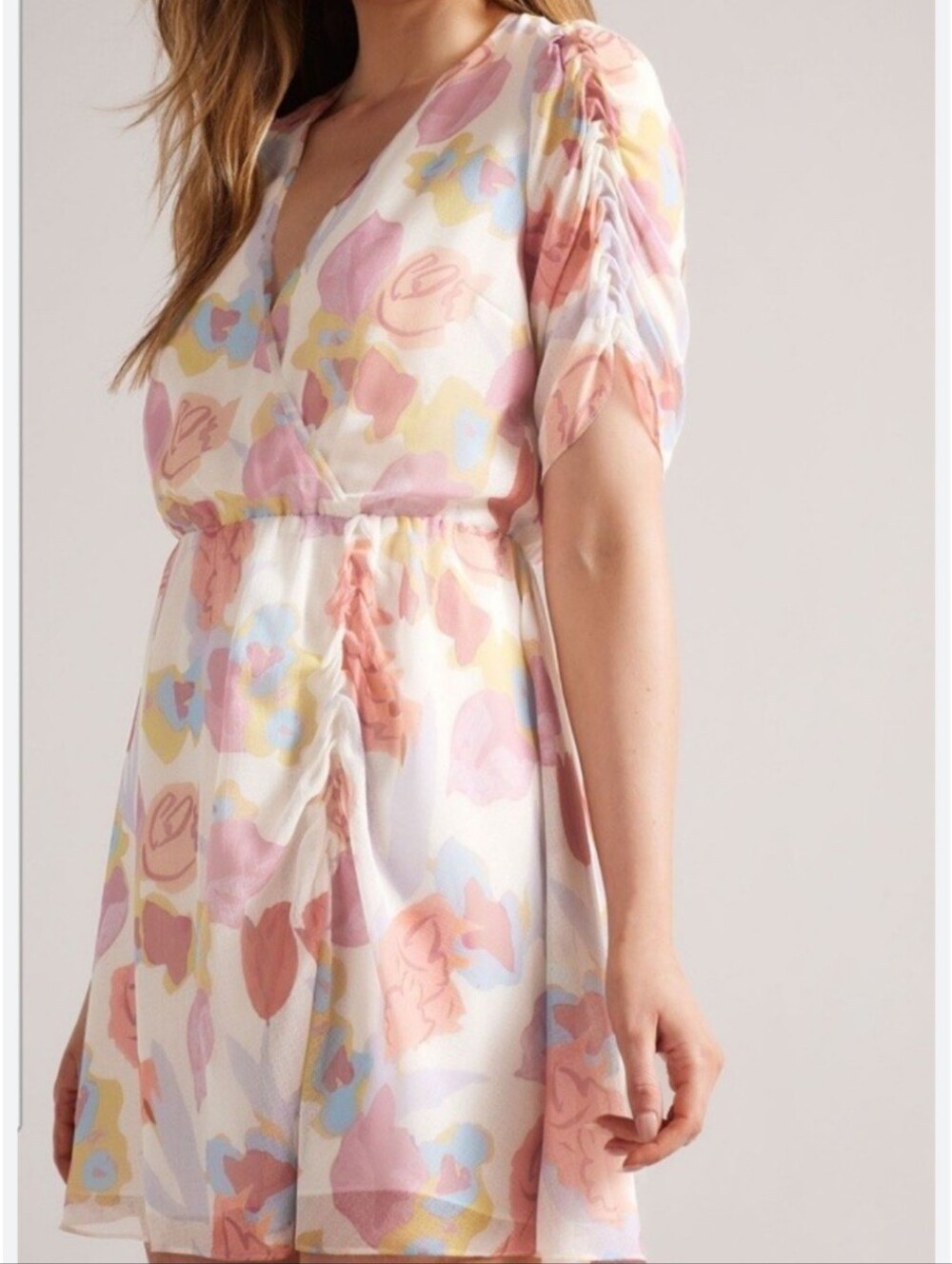 Ted Baker Juleah Ruched Sleeve Floral Mini Dress